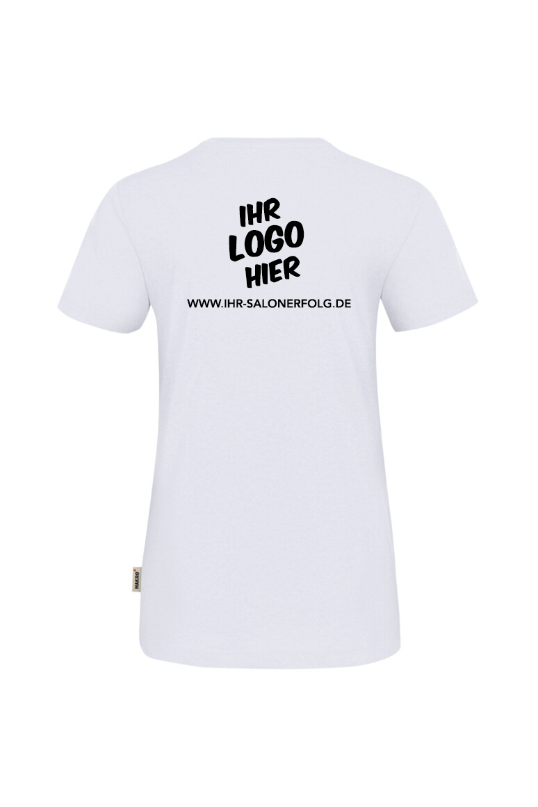 Weißes T-shirt mit Ihrem Salonlogo auf dem Rücken