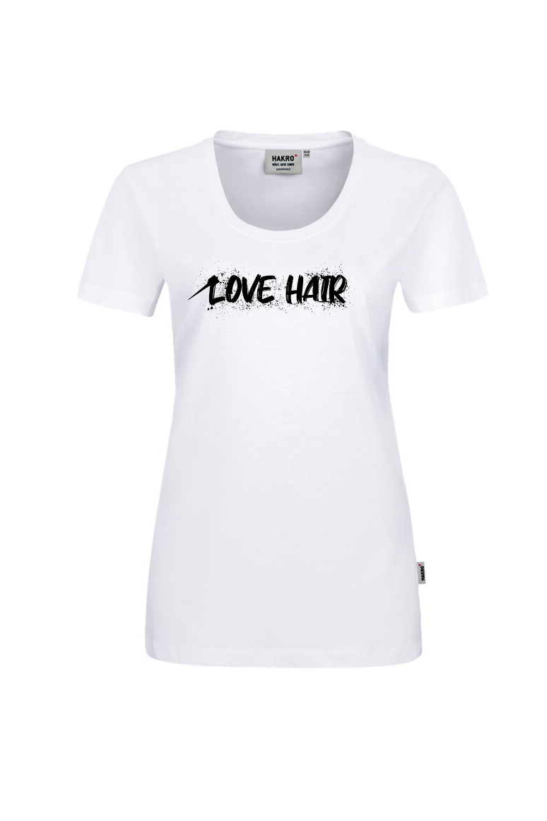 Weißes T-Shirt mit Aufdruck "Love Hair"
