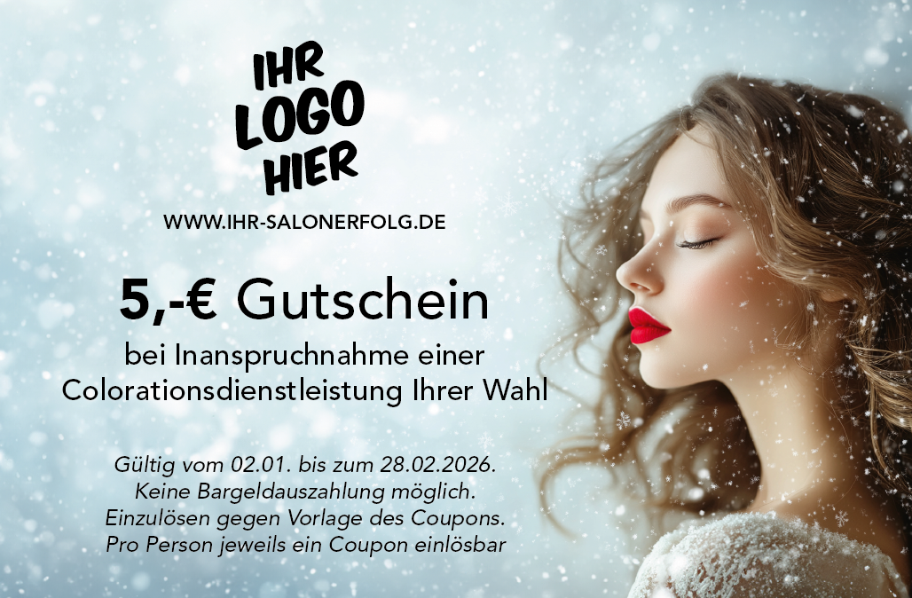 Individualisierbarer Geschenkgutschein mit Ritter-Sport Schokolade (Weihnachts-Edition) Vorderseite mit Ihrem Salonlogo
