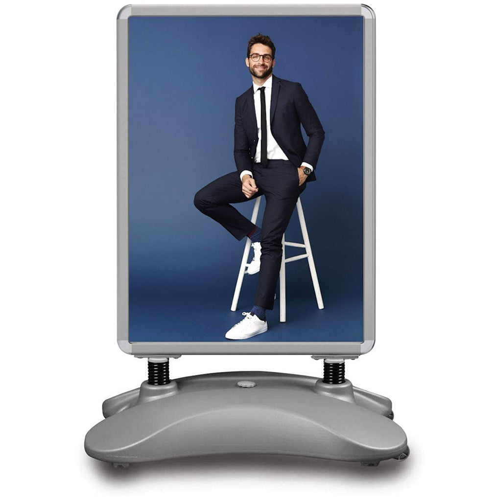 Werbeaufsteller silber mit Poster