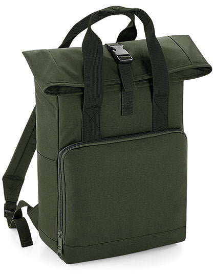 olivgrüner Rolltop-Rucksack