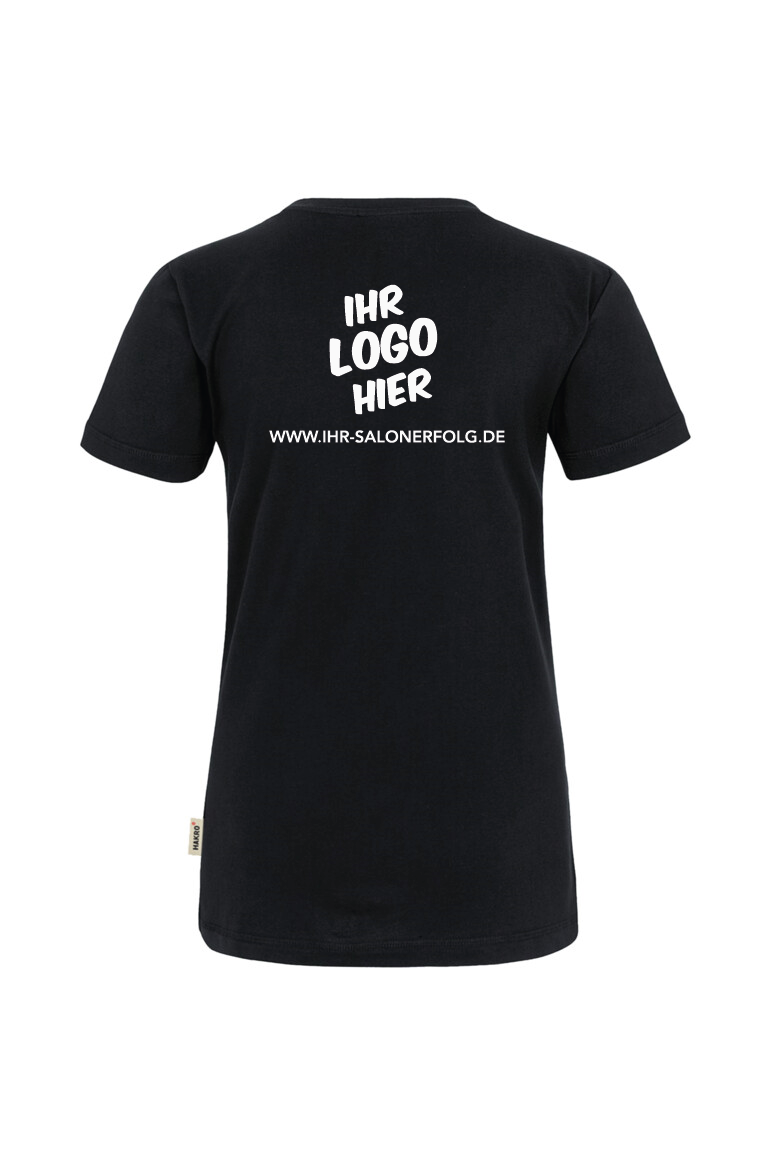 Schwarzes T-Shirt mit Ihrem Salonlogo auf dem Rücken