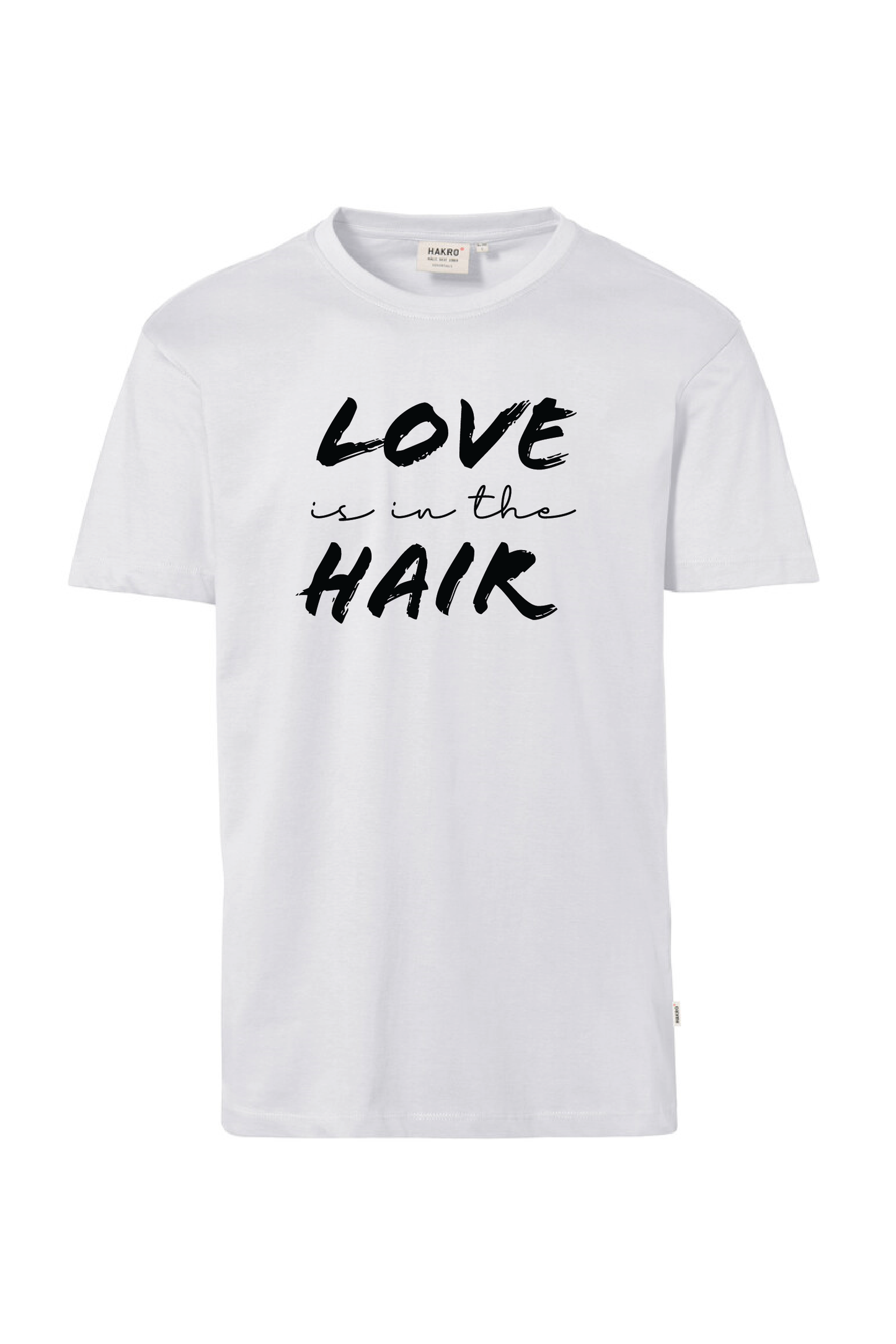 Weißes T-Shirt mit Aufdruck "Love is in the Hair"