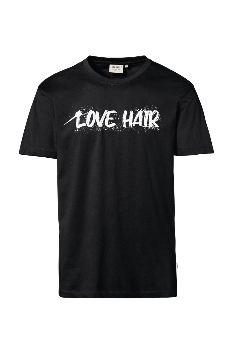 Schwarzes T-Shirt mit Aufdruck "Love Hair"