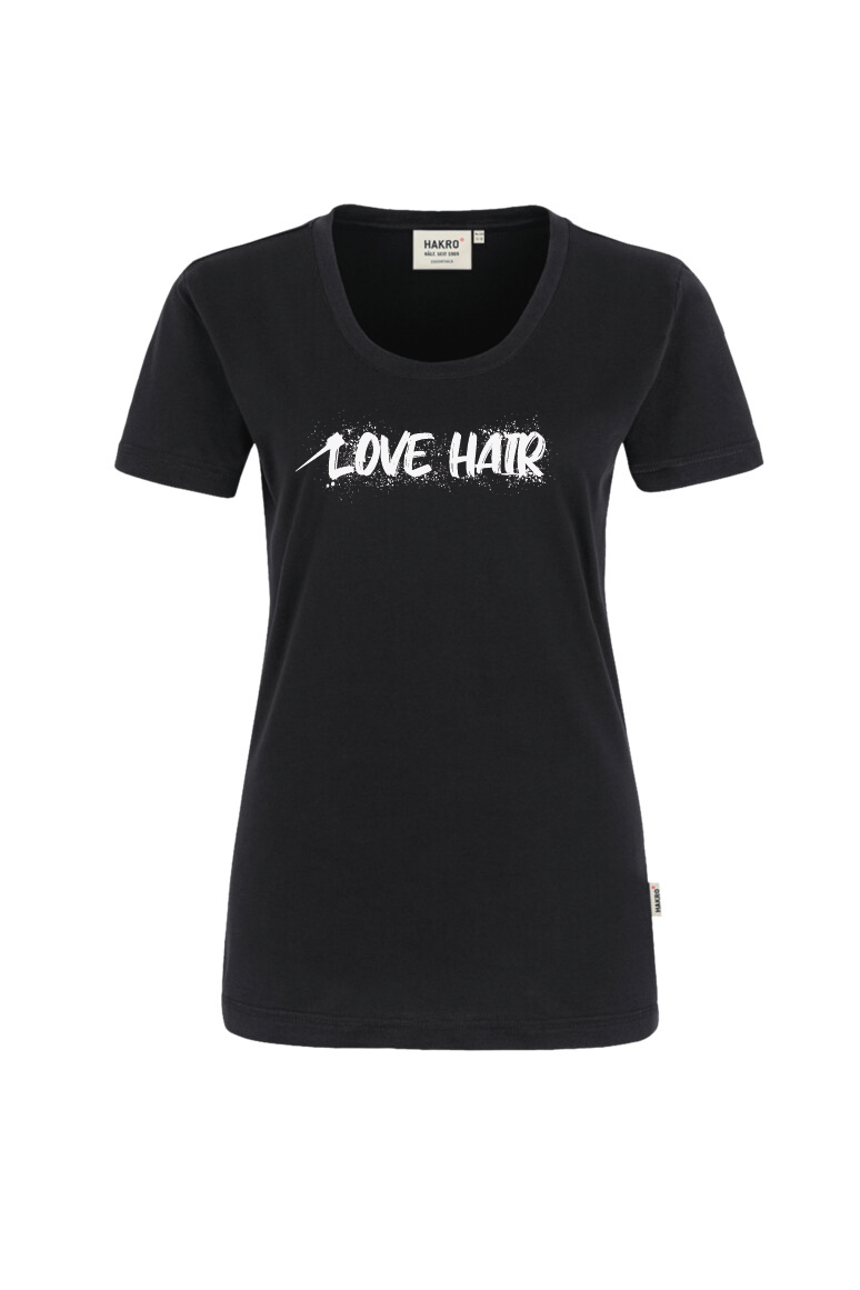 Schwarzes T-Shirt mit Aufdruck "Love Hair"