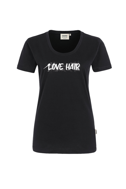 Schwarzes T-Shirt mit Aufdruck "Love Hair"