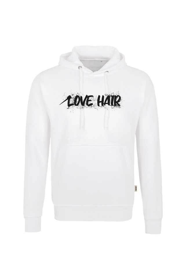 Weißer Hoody mit Aufdruck "Love hair"