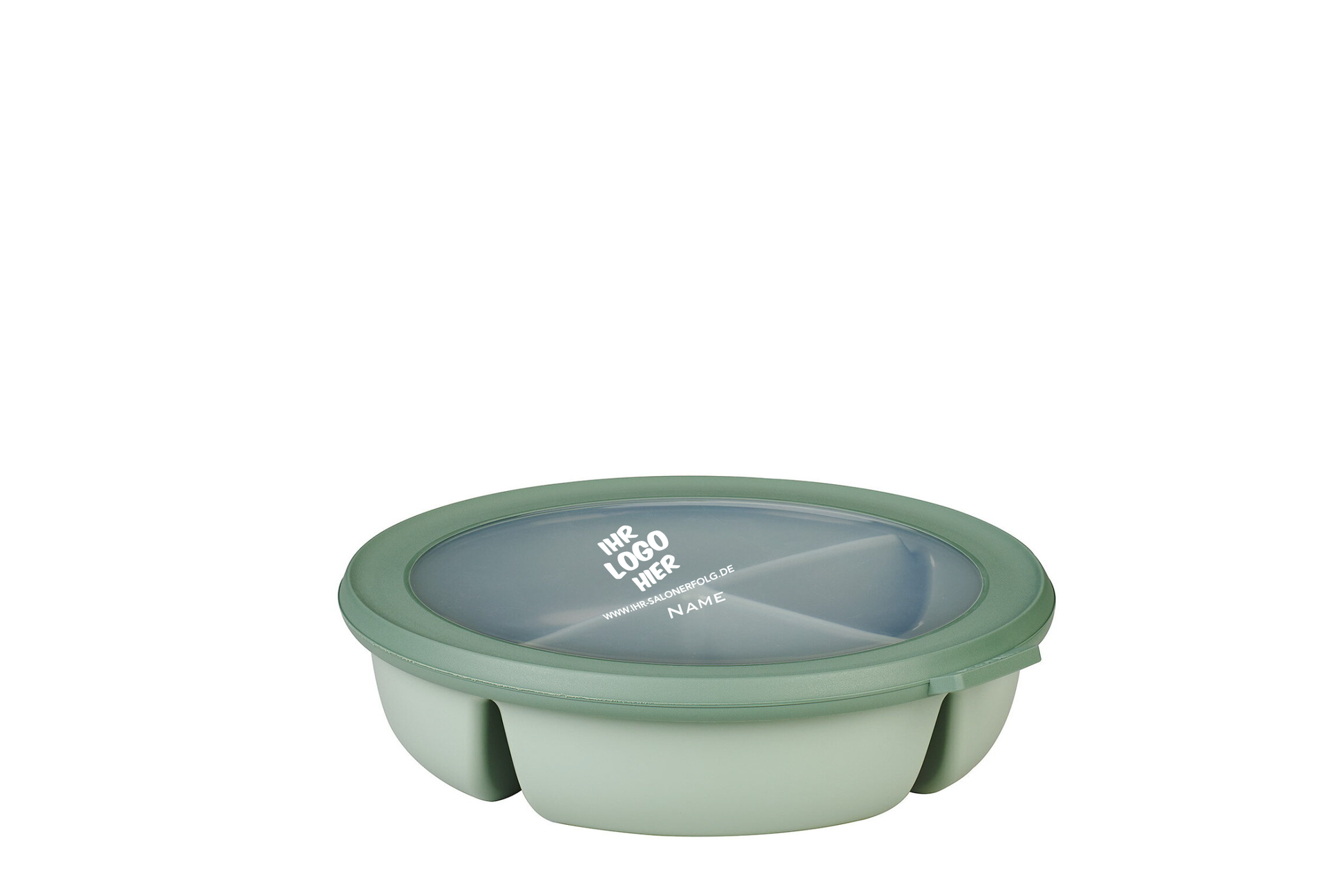 mintfarbene Bento-Bowl mit Ihrem Salonlogo und Name in weiß veredelt