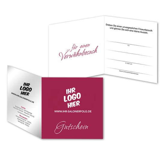 Geschenkgutschein zum Aufklappen mit Ihrem Salonlogo